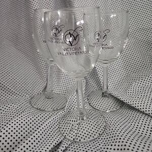 Lot Of 3: Victoria Valley Vineyards Stemmed Wine Glasses, South Carolina Winery